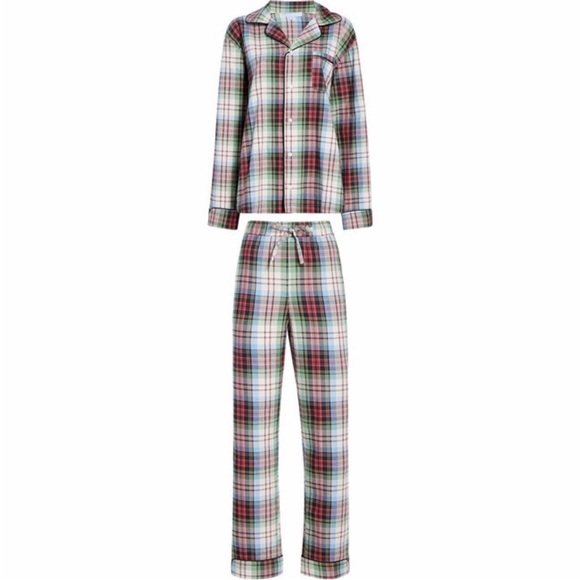Hill House Quentin Pajama Set in White Tartan size medium EUC - Picture 4 of 12